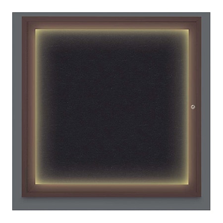 United Visual Products Corkboard, Lightd, Rubber, Brnz, 1 Dr, 36x36" UV302ILED-BRONZE-RUBBER