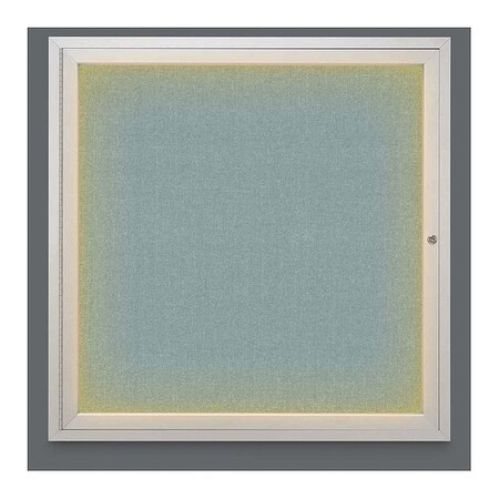 United Visual Products Crkboard, Lght, Fbrc, 1 Dr, Satin/Cld, 36x36" UV302ILED-SATIN-CLOUD