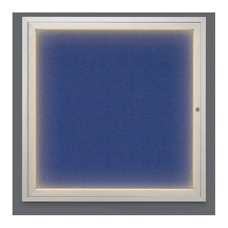 United Visual Products Crkboard, Lght, Fbrc, 1 Dr, Stn/Cobcc, 36x36" UV302ILED-SATIN-COBACC