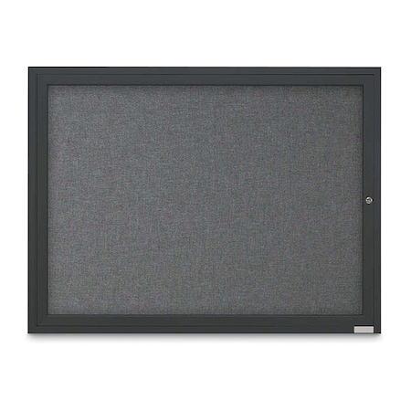 United Visual Products Corkboard, Fabric, Blk/Gry, 1 Door, 48x36" UV3031-BLACK-MEDGRY