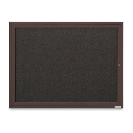 United Visual Products Corkboard, Fabric, Brnz/Blk, 1 Door, 48x36" UV3031-BRONZE-BLACK