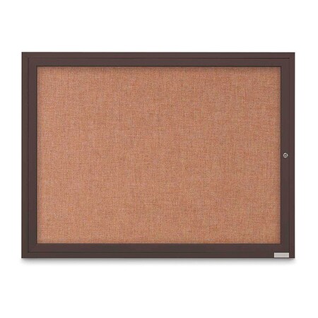United Visual Products Corkboard, Fabric, 1 Door, 48x36" UV3031-BRONZE-CINNABA