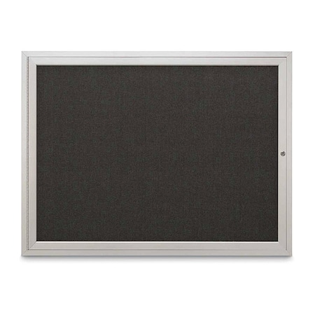 United Visual Products Corkboard, Fabric, 1 Door, Satin/Blk, 48x36" UV3031-SATIN-BLACK
