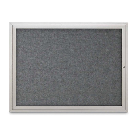 United Visual Products Corkboard, Fabric, 1 Door, Satin/Gry, 48x36" UV3031-SATIN-MEDGRY