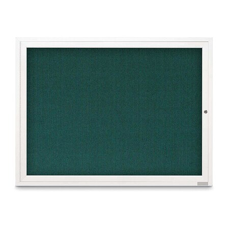 United Visual Products Corkboard, Fabric, Wht/Sprc, 1 Door, 48x36" UV3031-WHITE-DRKSPR