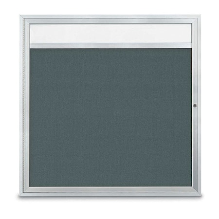 United Visual Products Corkboard, Hdr, Fbrc, 1 Dr, Satin/Blu, 48x48" UV303H5-SATIN-BLSPRU