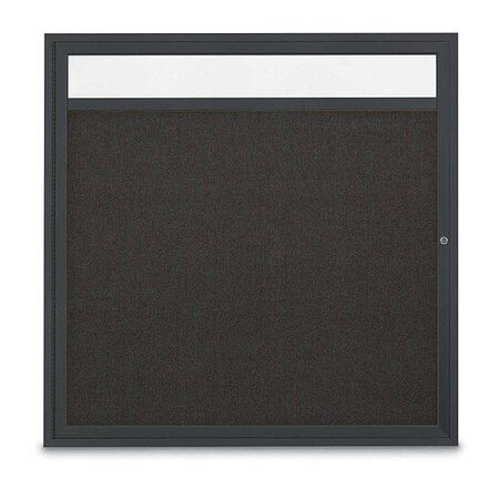 United Visual Products Corkboard, Header, Fabrc, Blk, 1 Door, 48x48" UV303H5-BLACK-BLACK