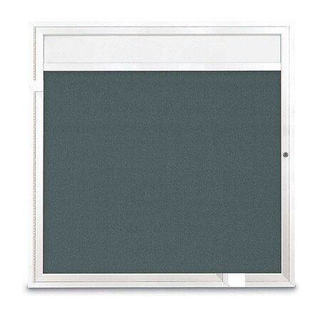 United Visual Products Corkboard, Headr, Fbrc, Wht/Blu, 1 Dr, 48x48" UV303H5-WHITE-BLSPRU