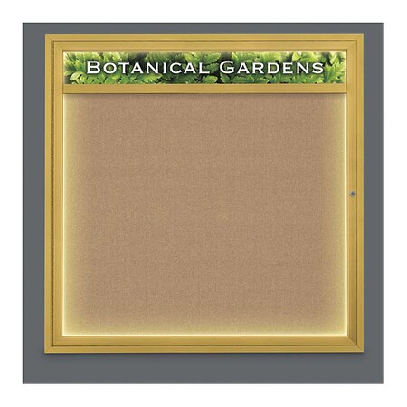 United Visual Products Crkboard, Lght, Hdr, Fbrc, Gld/Buff, 1, 48x48" UV303HILED5-GOLD-BUFF