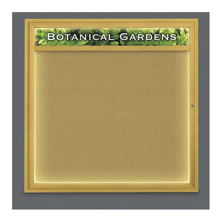 United Visual Products Crkboard, Lght, Hdr, Fbrc, Gld/Lime, 1, 48x48" UV303HILED5-GOLD-KEYLIME
