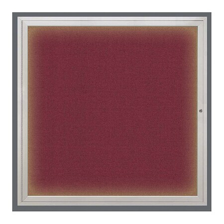 United Visual Products Crkboard, Lght, Fbrc, 1 Dr, Satin/Brg, 48x48" UV303ILED5-SATIN-DBURGU