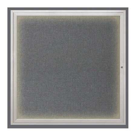 United Visual Products Crkboard, Lght, Fbrc, 1 Dr, Satin/Gry, 48x48" UV303ILED5-SATIN-MEDGRY