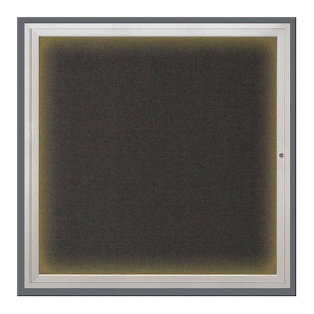 United Visual Products Crkboard, Lght, Fbrc, 1 Dr, Satin/Blk, 48x48" UV303ILED5-SATIN-BLACK