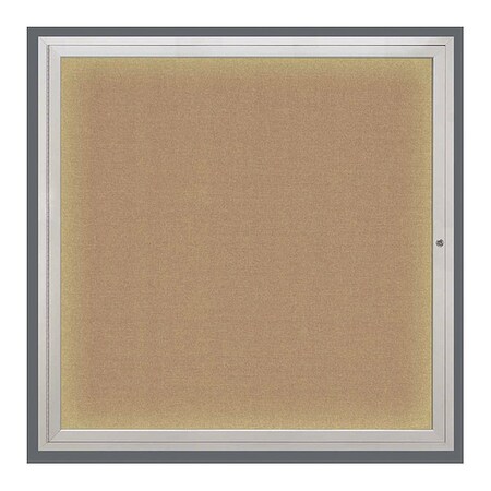 United Visual Products Crkboard, Lght, Fbrc, 1 Dr, Satin/Bff, 48x48" UV303ILED5-SATIN-BUFF