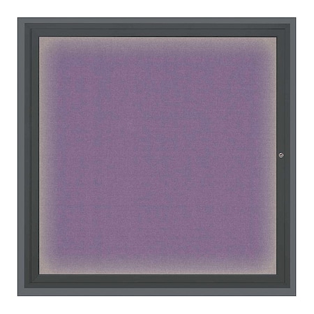 United Visual Products Crkboard, Lght, Fbrc, 1 Dr, 48x48", Blk/Amthy UV303ILED5-BLACK-AMETHY