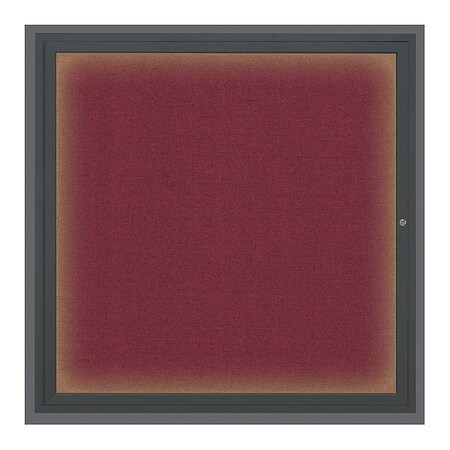 United Visual Products Corkboard, Lght, Fbrc, Blk/Burg, 1 Dr, 48x48" UV303ILED5-BLACK-DBURGU