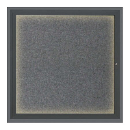 United Visual Products Corkboard, Lghtd, Fbrc, Blk/Gry, 1 Dr, 48x48" UV303ILED5-BLACK-MEDGRY