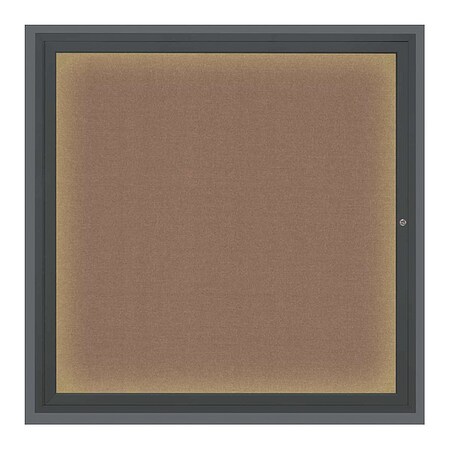 United Visual Products Corkboard, Lght, Fbrc, Blk/Pumc, 1 Dr, 48x48" UV303ILED5-BLACK-PUMICE