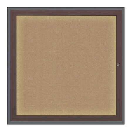 United Visual Products Corkboard, Lightd, Fbrc, Brnz/Buff, 1, 48x48" UV303ILED5-BRONZE-BUFF