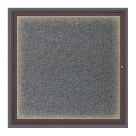 United Visual Products Corkboard, Lght, Fbrc, Brnz/Gry, 1 Dr, 48x48" UV303ILED5-BRONZE-MEDGRY