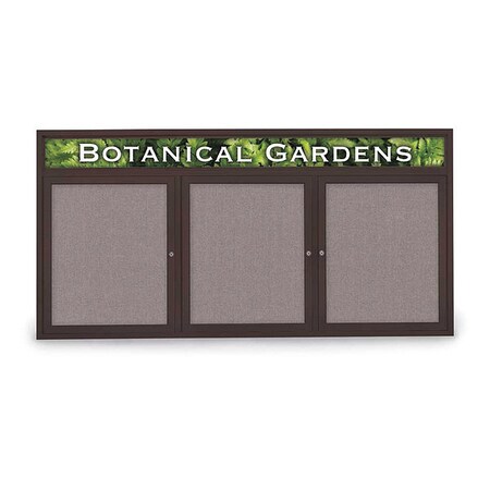 United Visual Products Corkboard, Hdr, Fbrc, Brnz/Surf, 3 Dr, 72x36" UV333-BRONZE-SURF