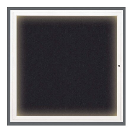 United Visual Products Corkboard, Lighted, Wht, Rubber, 1 Dr, 48x48" UV303ILED5-WHITE-RUBBER