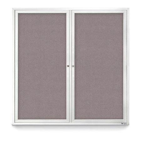 United Visual Products Corkboard, Fabrc, 2 Door, Satin/Surf, 48x48" UV3055-SATIN-SURF