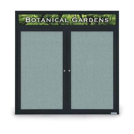 United Visual Products Corkboard, Headr, Fbrc, Blk/Cld, 2 Dr, 48x48" UV305H5-BLACK-CLOUD