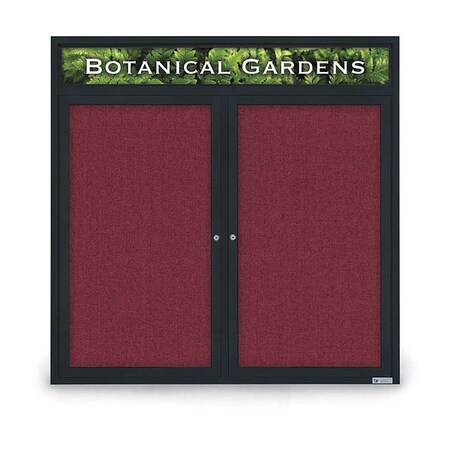 United Visual Products Corkboard, Hdr, Fbrc, Blk/Burg, 2 Dr, 48x48" UV305H5-BLACK-DBURGU