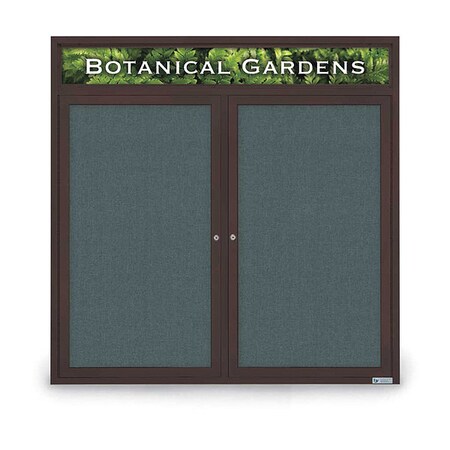United Visual Products Corkboard, Hdr, Fbrc, Brnz/Blu, 2 Dr, 48x48" UV305H5-BRONZE-BLSPRU