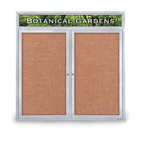 United Visual Products Corkboard, Header, Fbrc, 2 Dr, Satin, 48x48" UV305H5-SATIN-CINNABA