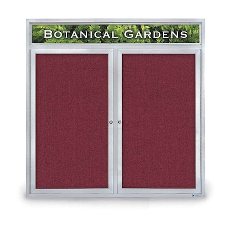 United Visual Products Crkboard, Hdr, Fbrc, 2 Dr, Satin/Burg, 48x48" UV305H5-SATIN-DBURGU