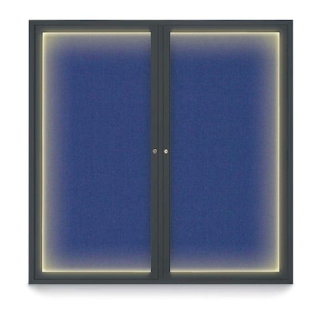 United Visual Products Crkboard, Lght, Fbrc, Blk/Cobac, 2 Dr, 48x48" UV305ILED5-BLACK-COBACC