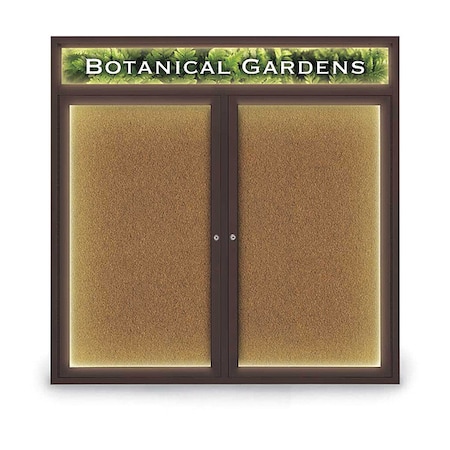 United Visual Products Crkboard, Lght, Hdr, Brnz, Forbo, 2 Dr, 48x48" UV305HILED5-BRONZE-FORBO