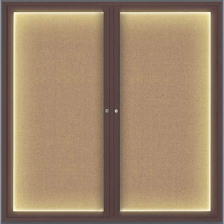 United Visual Products Corkboard, Lightd, Fbrc, Brnz/Buff, 2, 48x48" UV305ILED5-BRONZE-BUFF