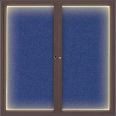 United Visual Products Corkboard, Lghtd, Fbrc, Brnz/Cobcc, 2, 48x48" UV305ILED5-BRONZE-COBACC