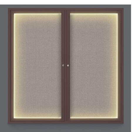 United Visual Products Corkboard, Lght, Fbrc, Brnz/Prl, 2 Dr, 48x48" UV305ILED5-BRONZE-PEARL