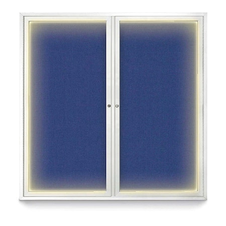 United Visual Products Crkboard, Lght, Fbrc, 2 Dr, Stn/Cobcc, 48x48" UV305ILED5-SATIN-COBACC