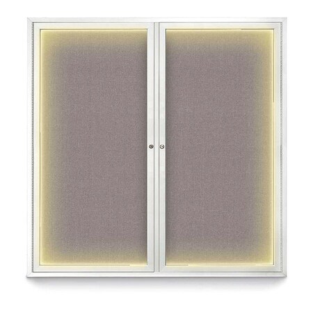 United Visual Products Crkboard, Lght, Fbrc, 2 Dr, Satin/Srf, 48x48" UV305ILED5-SATIN-SURF