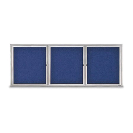 United Visual Products Corkboard, Fbrc, 3 Door, Satin/Cobcc, 96x36" UV3065-SATIN-COBACC