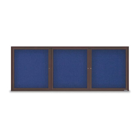 United Visual Products Corkboard, Fabrc, Brnz/Cobcc, 3 Door, 96x36" UV3065-BRONZE-COBACC