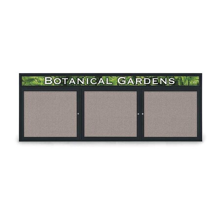 United Visual Products Corkboard, Headr, Fbrc, Blk/Prl, 3 Dr, 96x36" UV306H5-BLACK-PEARL