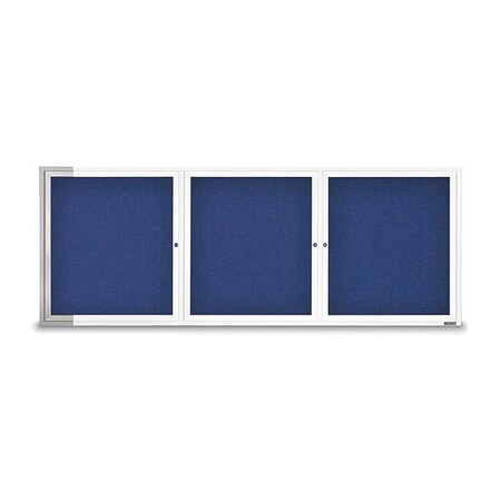 United Visual Products Corkboard, Fabric, Wht/Cobcc, 3 Door, 96x36" UV3065-WHITE-COBACC