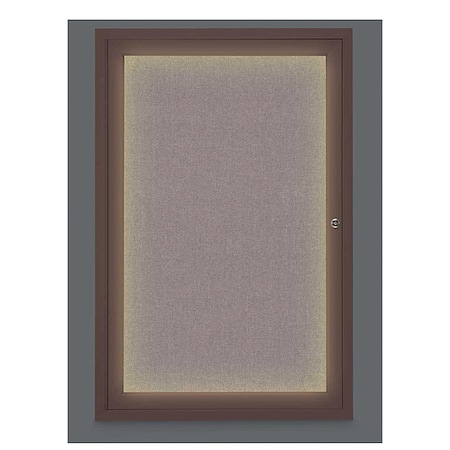 United Visual Products Corkboard, Lighted, Fbrc, 1 Dr, Brnz, 24x36" UV315ILED-BRONZE-SURF