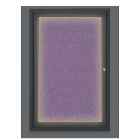 United Visual Products Crkboard, Lght, Fbrc, 1 Dr, 24x36", Blk/Amthy UV315ILED-BLACK-AMETHY
