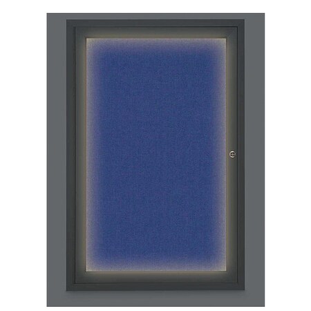 United Visual Products Crkboard, Lght, Fbrc, Blk/Cobac, 1 Dr, 24x36" UV315ILED-BLACK-COBACC