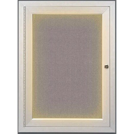 United Visual Products Crkboard, Lght, Fbrc, 1 Dr, Satin/Srf, 18x24" UV314ILED-SATIN-SURF
