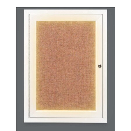 United Visual Products Crkboard, Lght, Fbrc, Wht/Cinna, 1 Dr, 18x24" UV314ILED-WHITE-CINNABA