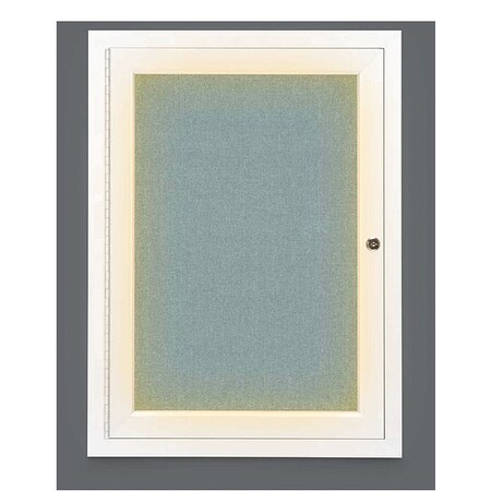 United Visual Products Corkboard, Lghtd, Fbrc, Wht/Cld, 1 Dr, 18x24" UV314ILED-WHITE-CLOUD