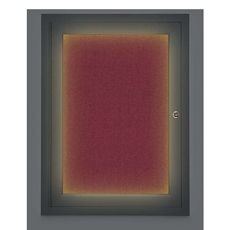United Visual Products Corkboard, Lght, Fbrc, Blk/Burg, 1 Dr, 18x24" UV314ILED-BLACK-DBURGU